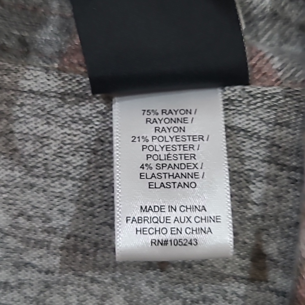 Bobeau Womens Gray Pink Plaid Pointed Hem Cardigan Jacket Size XL New With Tags - Picture 4 of 6